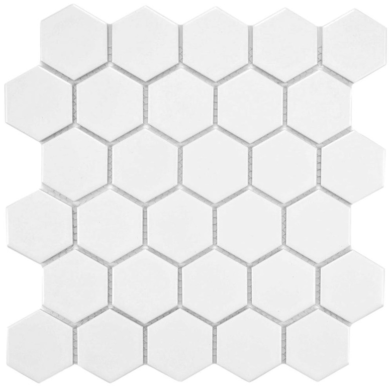 Hexagonal white tile