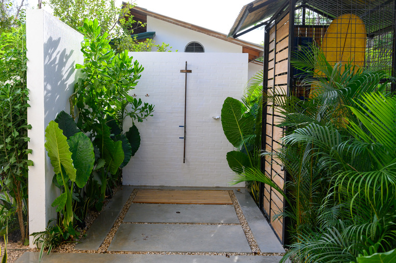 Outdoor shower at a modern home