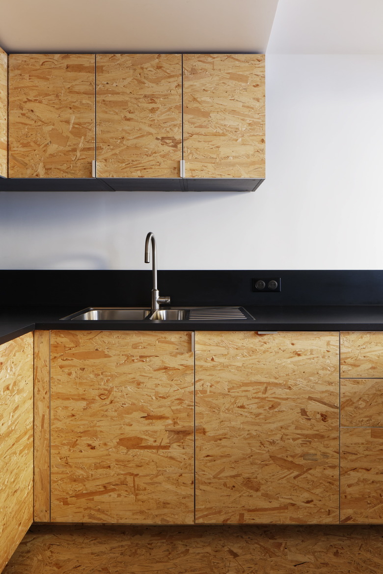 Kitchen with osb cabinets