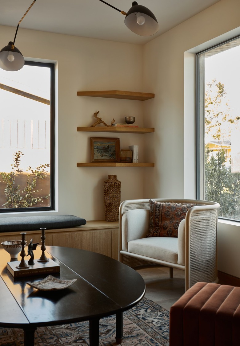 living room with two large windows