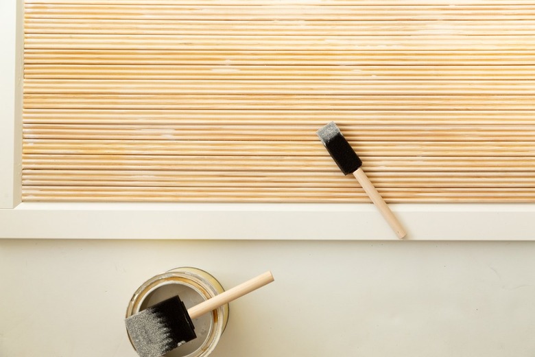 with wash stain on fluted cabinet fronts