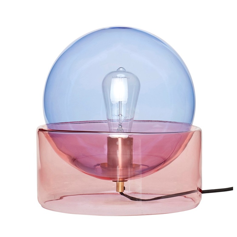 Hubsch Blue and Pink Glass Table Lamp