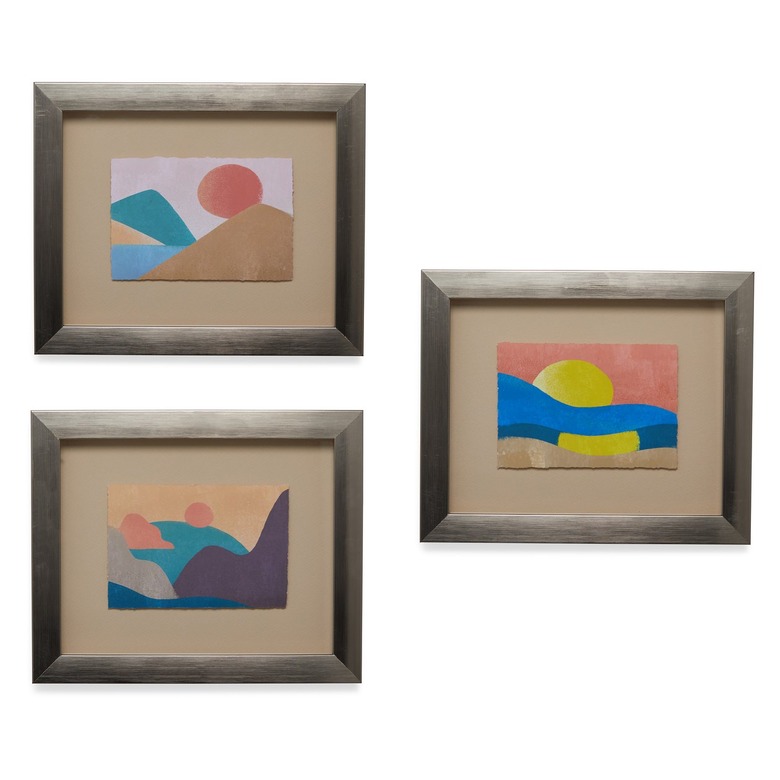 3 paintings of sunset