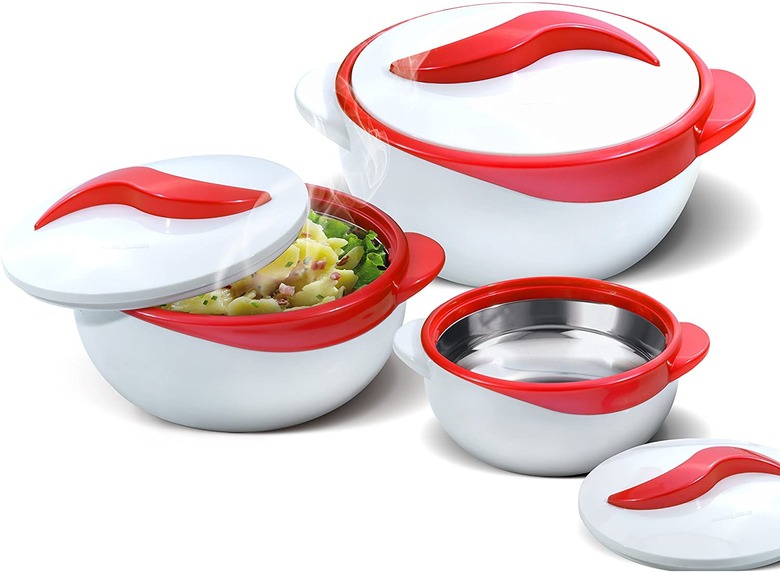 white and red serving bowls with lids