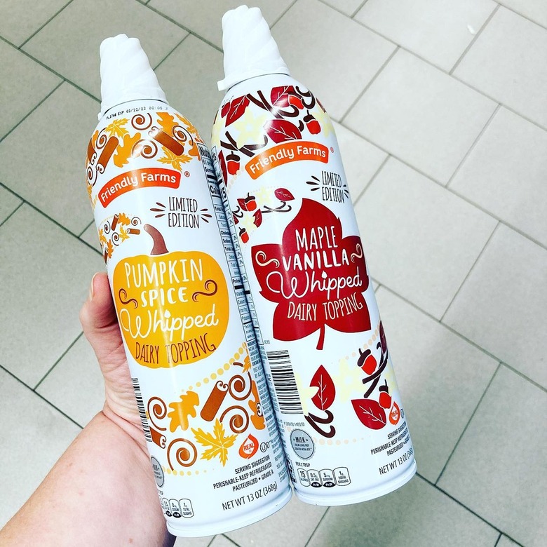 Aldi pumpkin spice and maple vanilla whipped cream