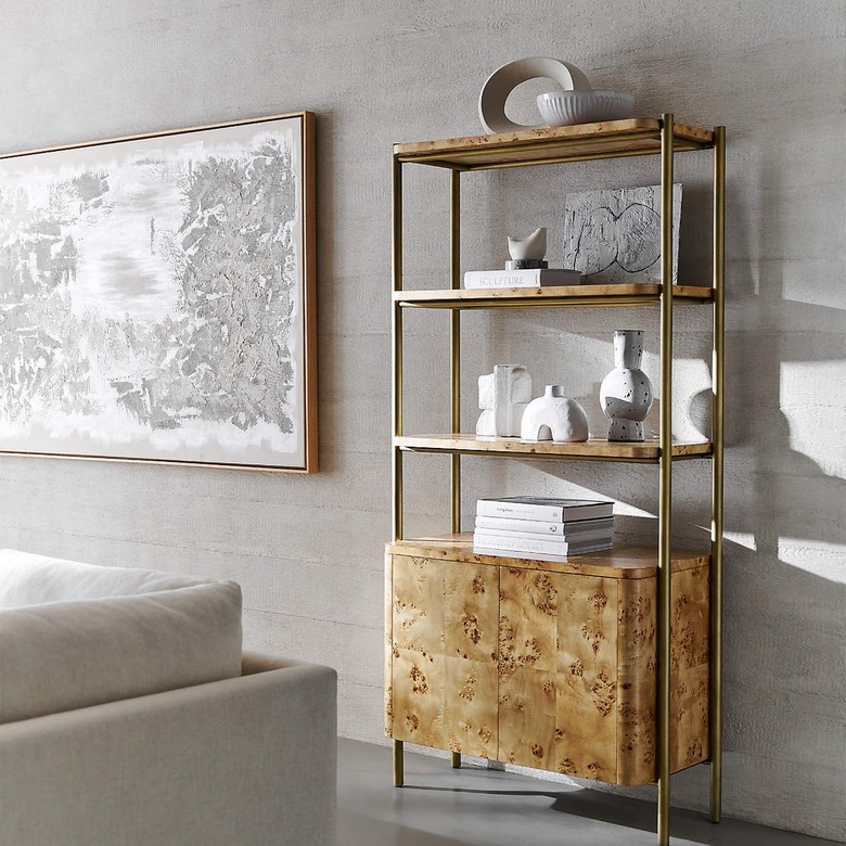 Crate and Barrel Mota Closed Burl Wood Bookcase