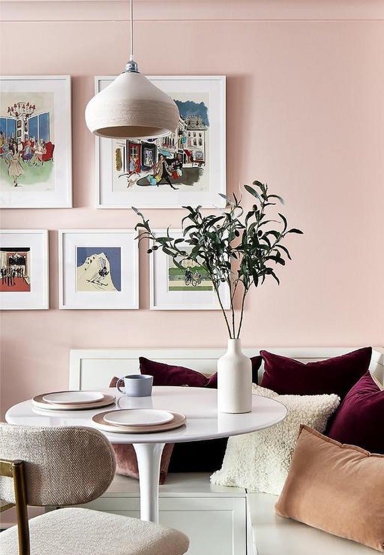 dining nook with overhead lighting for apartment decorating ideas