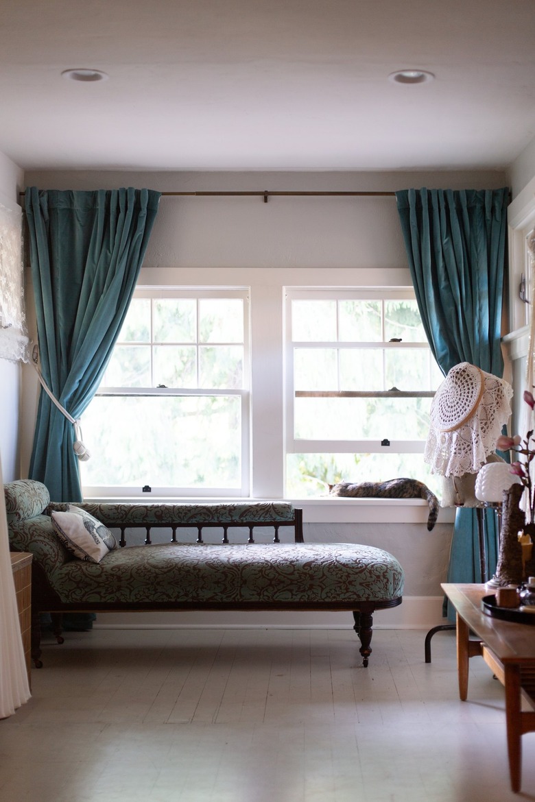 bedroom with curtains for apartment decorating ideas