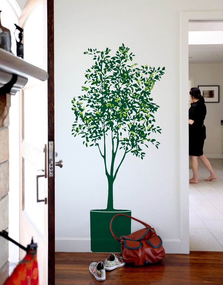 room with a wall decal as Apartment decorating ideas