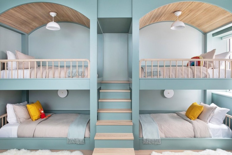 aqua and light oak kids room color idea