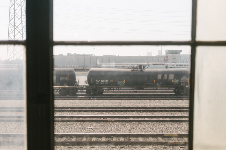 Trains outside the office window