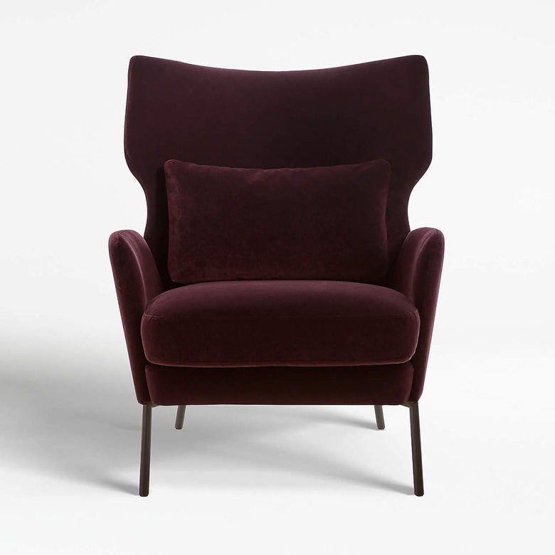 Crate and Barrel Alex Bordeaux Velvet Accent Chair