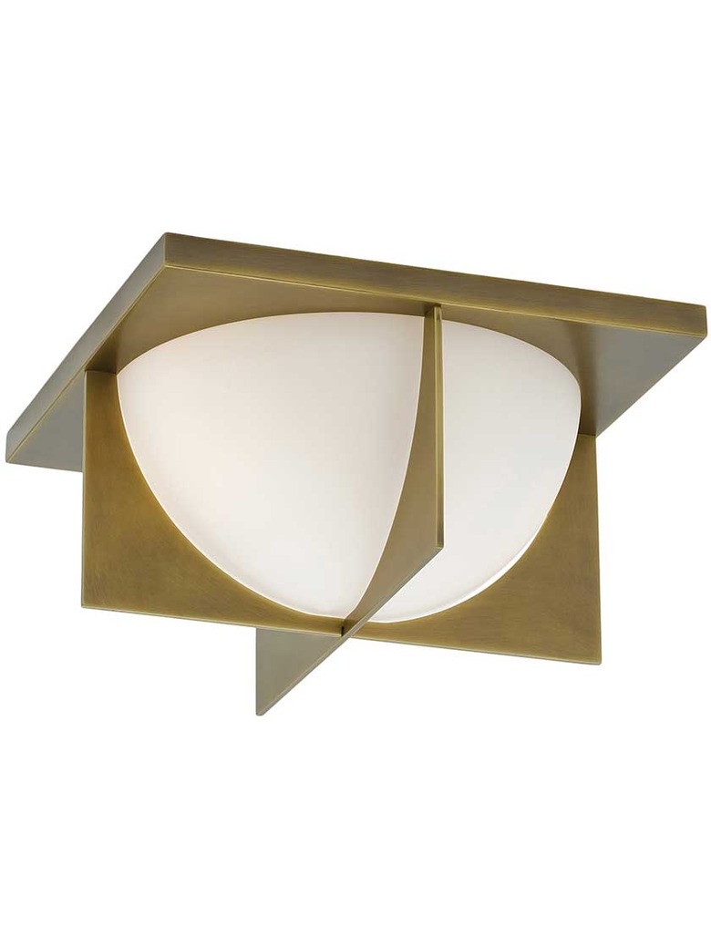 Art deco lighting with circular shade and brass details