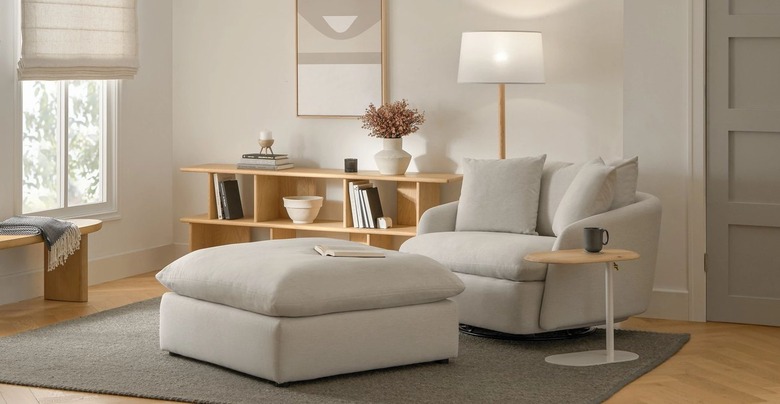 gray chair with matching ottoman