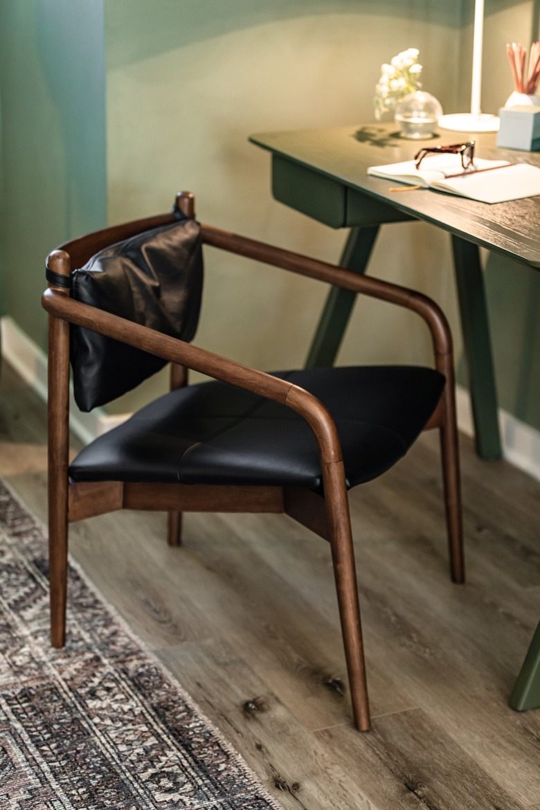 dark wood and leather chair near desk