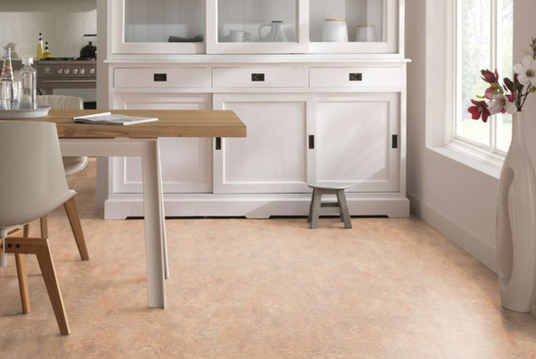 Linoleum flooring in a dining room