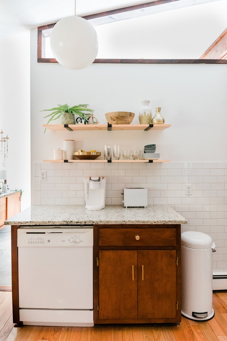 Kitchen with geometric window