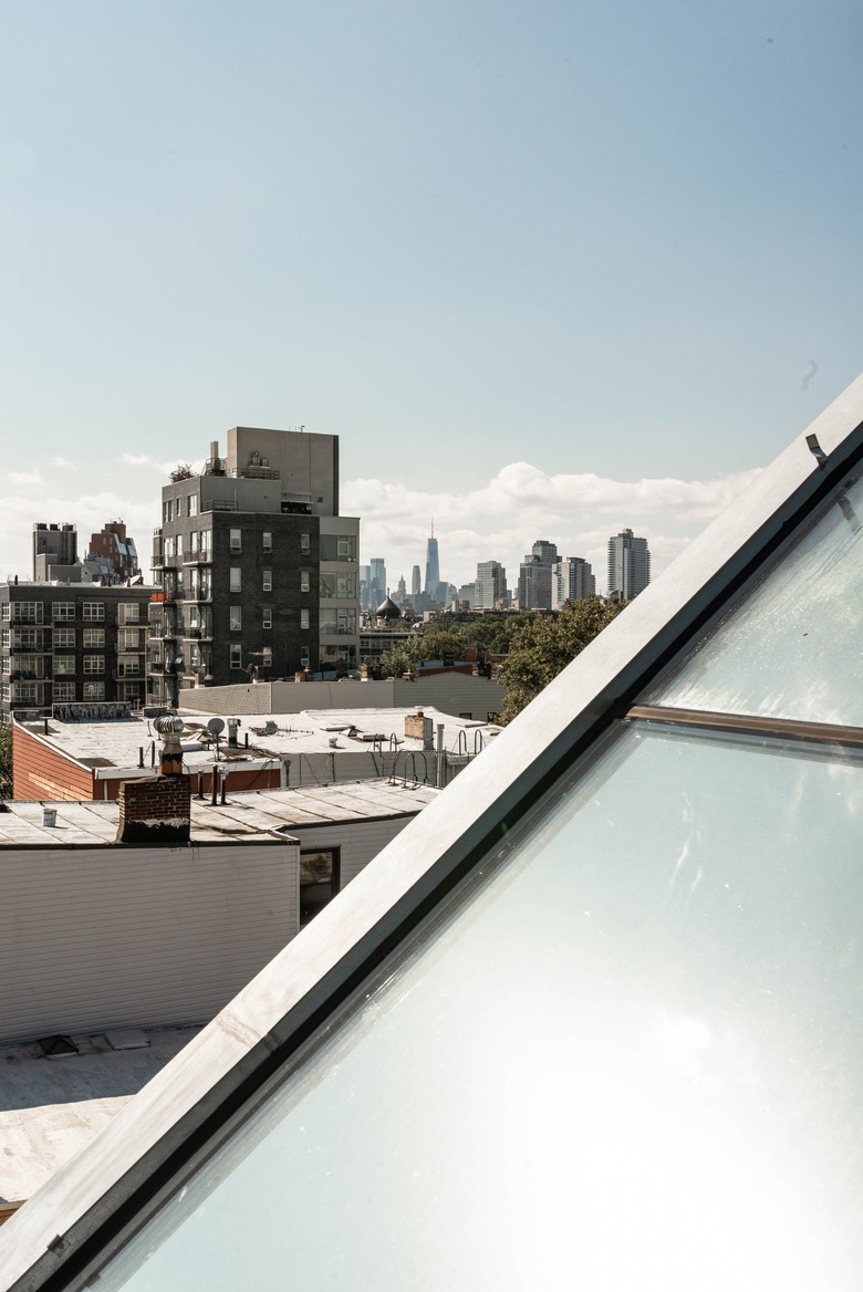 Landscape of city from apartment window
