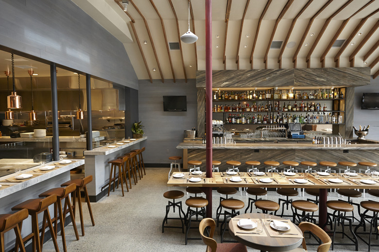 Communal tables and bar