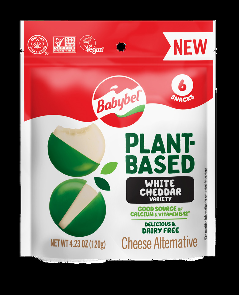 A bag of Babybel's new plant-based white cheddar cheese alternative.