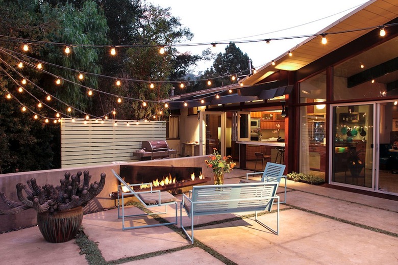 Outdoor space with string lights