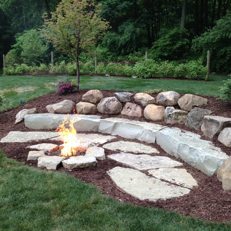 Rock fire pit area.