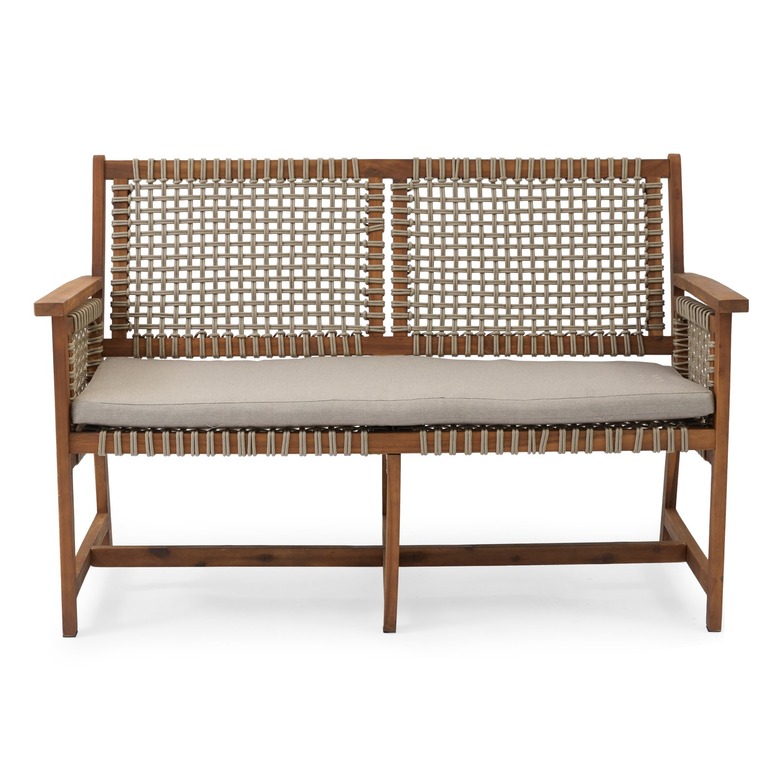 Belham Living Raeburn Wood and Rope Outdoor Bench