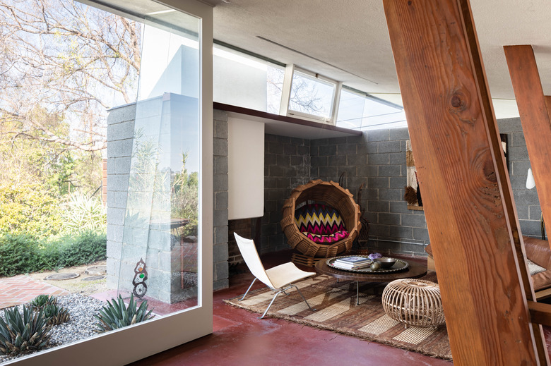Interior of midcentury home by John Lautner.