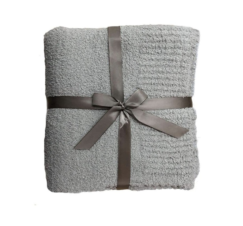 gray fuzzy blanket