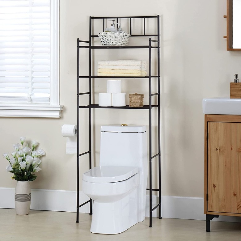 alloy steel minimal over-the-toilet bathroom organizer