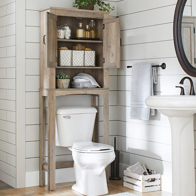 farmhouse over-the-toilet bathroom cabinet