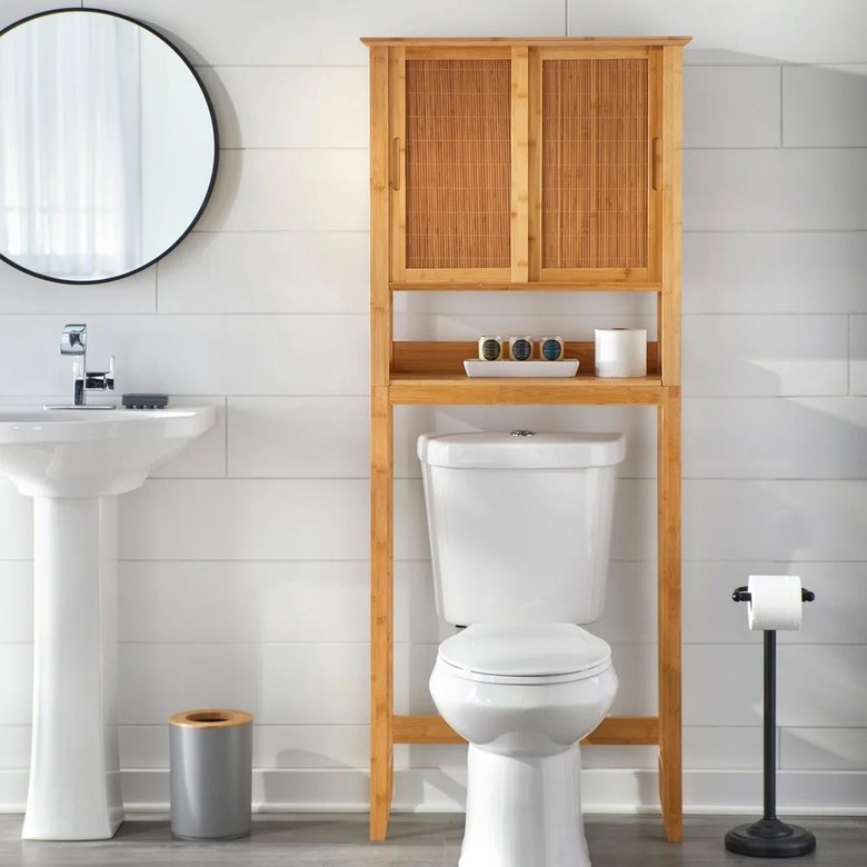 bamboo over the toilet storage