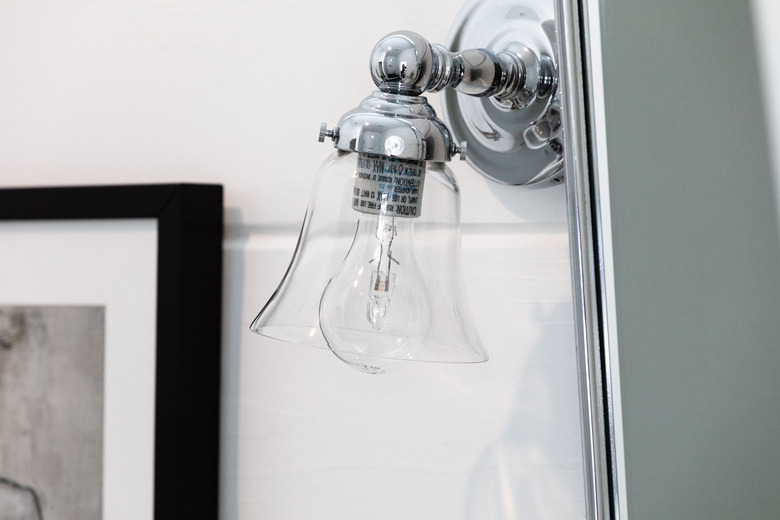 close up of bathroom light fixture