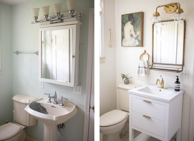 Before and after of bathroom sink