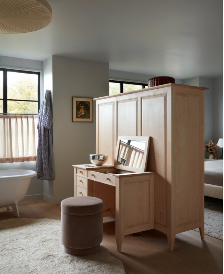 scaled-down wooden makeup vanity furniture