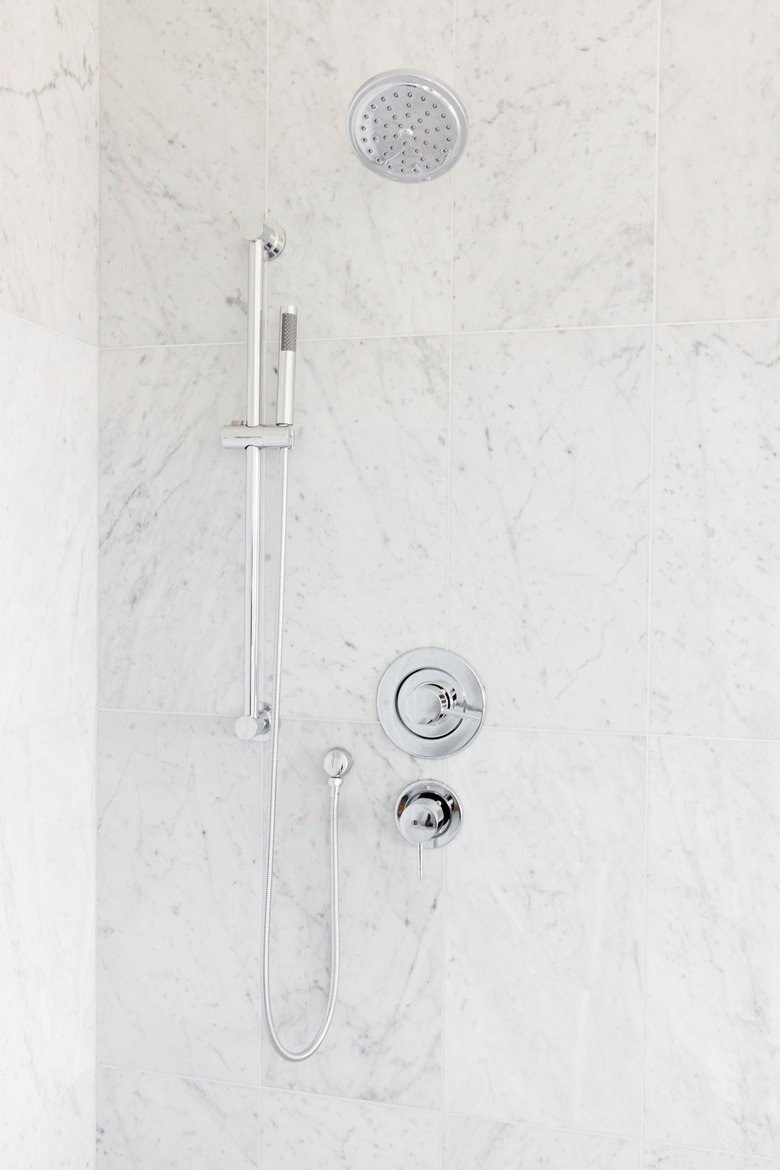 Silver rain shower head