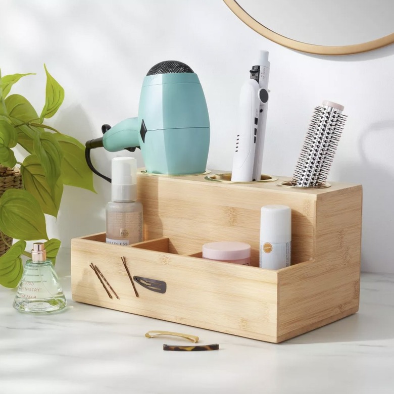 hair tool holder in bamboo