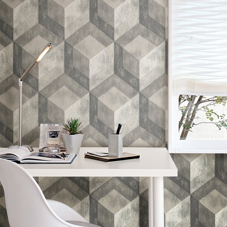 grey concrete-effect Bauhaus wallpaper