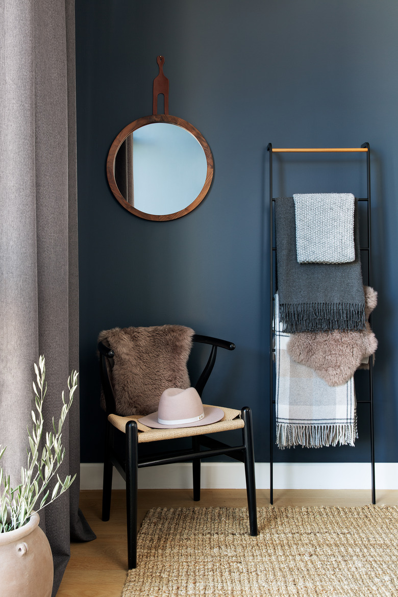 navy blue bedroom corner