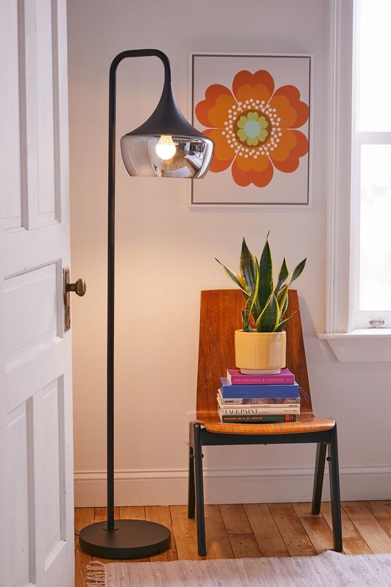 retro Bedroom Floor Lamps with smoked glass in vintage style bedoom