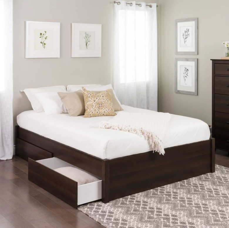 Prepac Post Platform Bed with Four Drawers