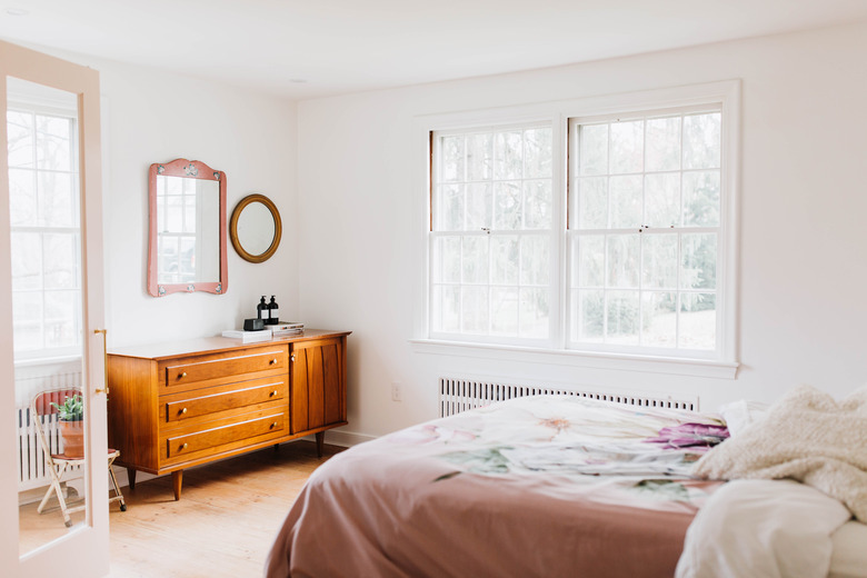 bedroom with light pink walls