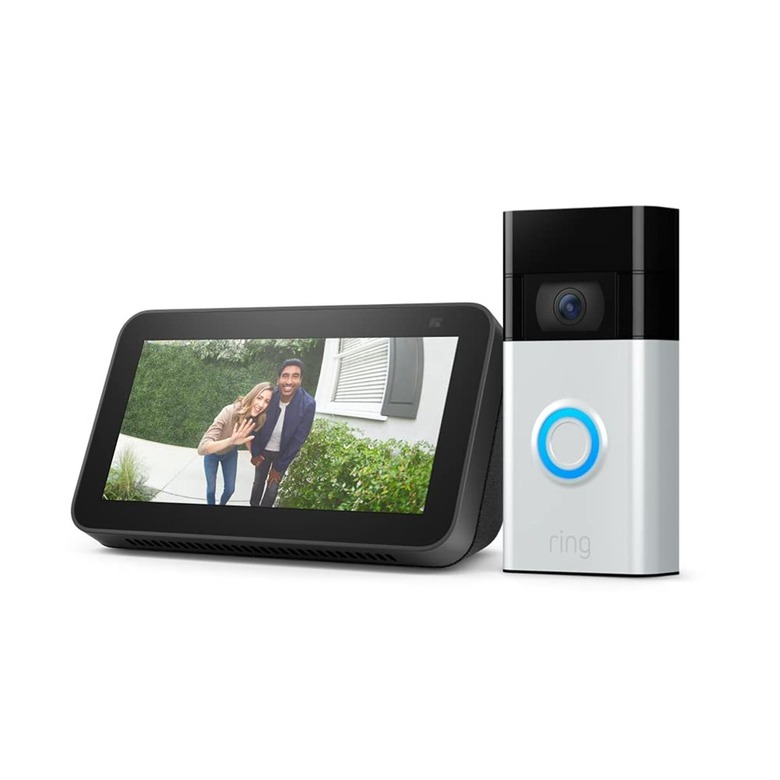 Ring Video Doorbell Satin Nickel Bundle With Echo Show 5