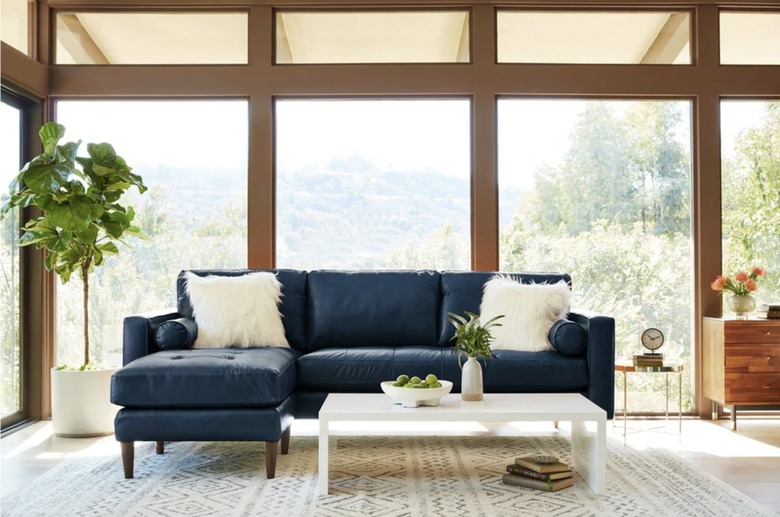 Jensen Reversible Chaise Leather Sectional