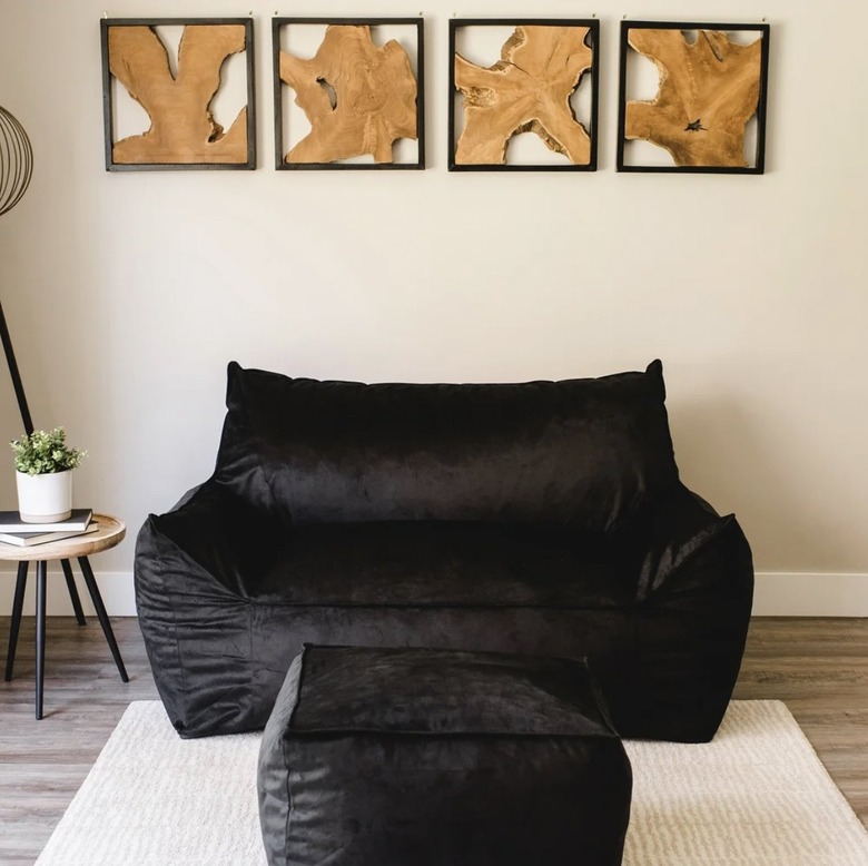 Big Joe plush black futon beanbag sofa