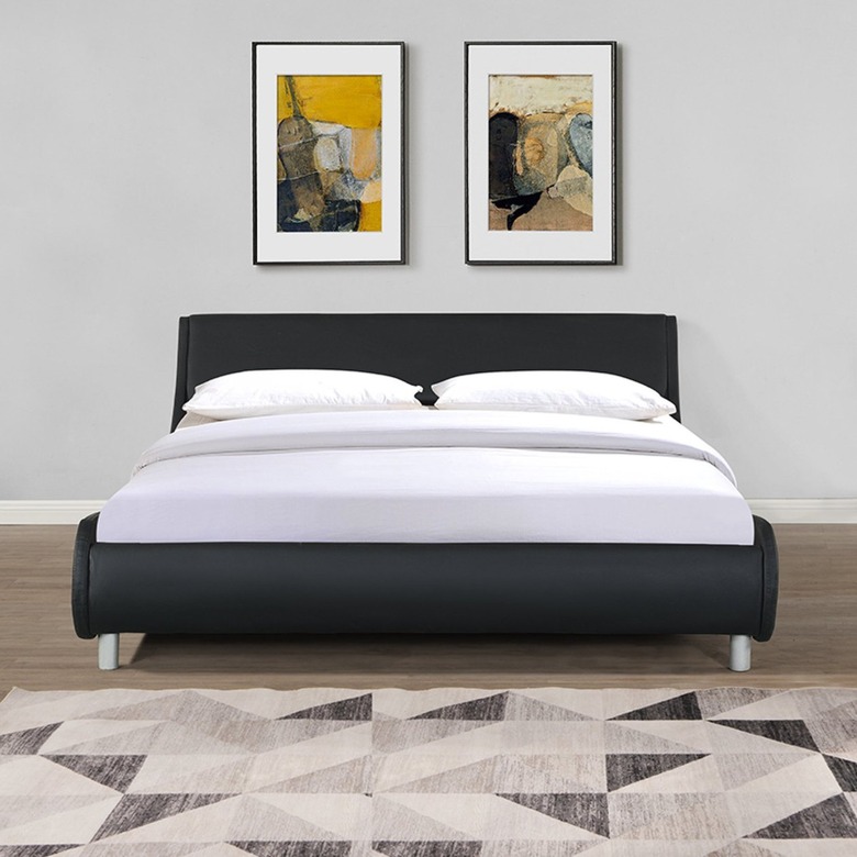 black faux leather bed frame