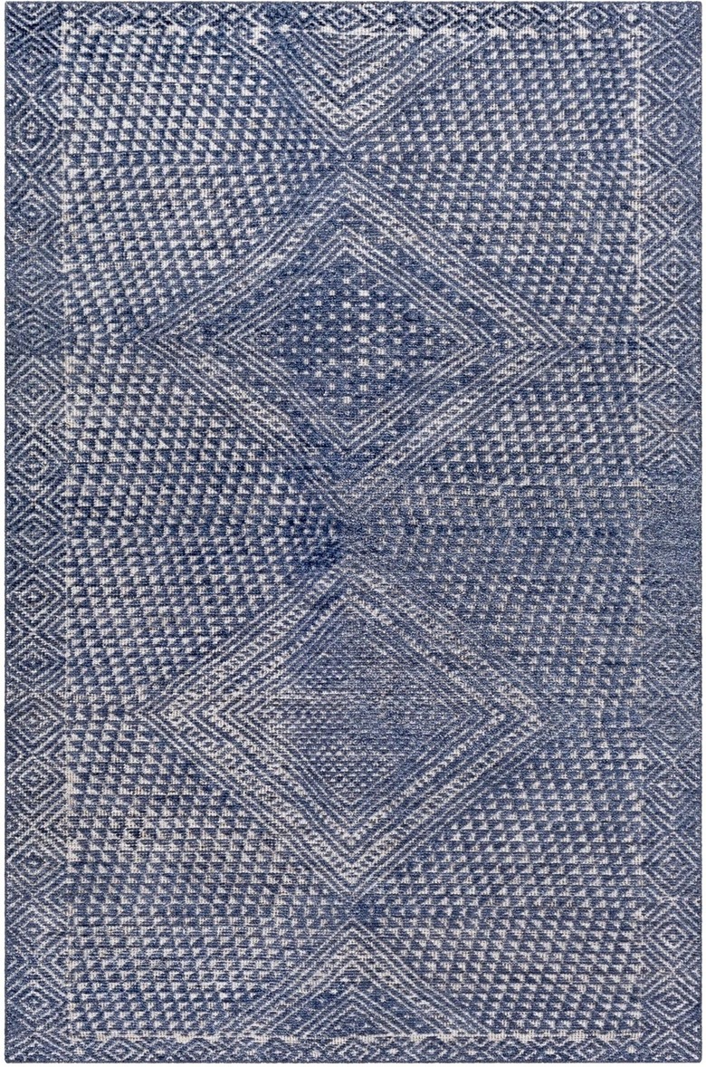 blue patterned rug