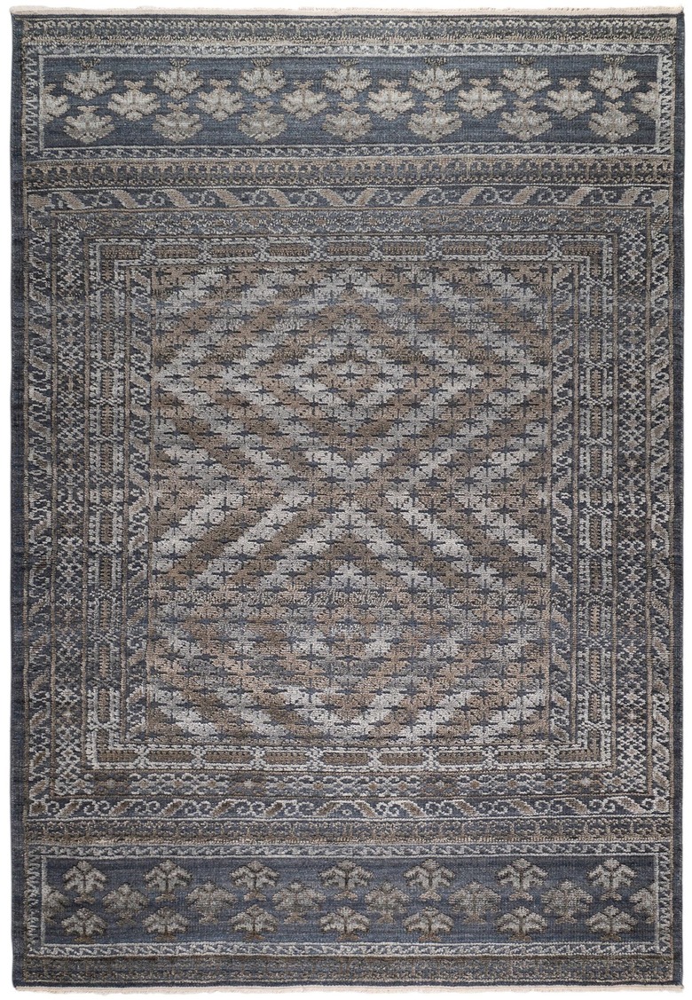 blue and brown rug