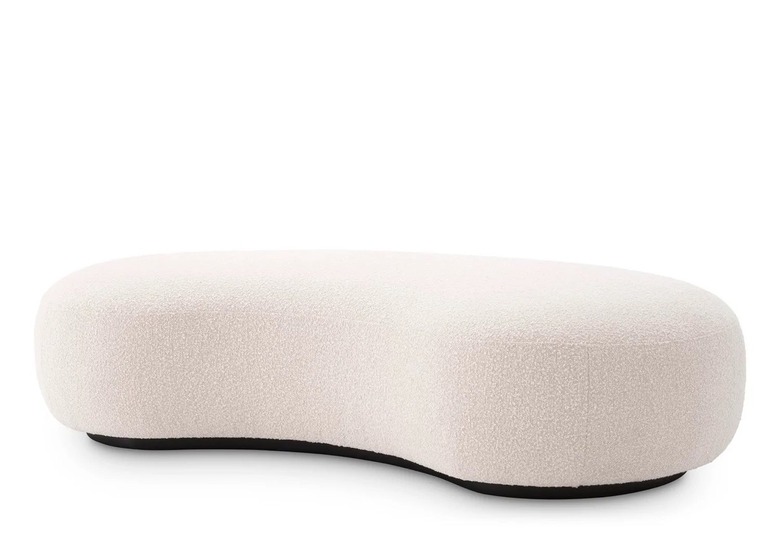 kidney-shaped boucle ottoman-bench