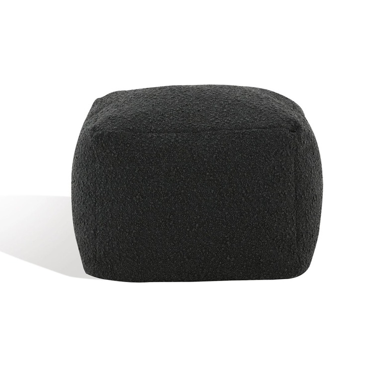 black square boucle pouf